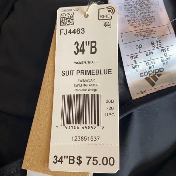 Adidas PrimeBlue One Piece Swimsuit 34B - Picture 6 of 15